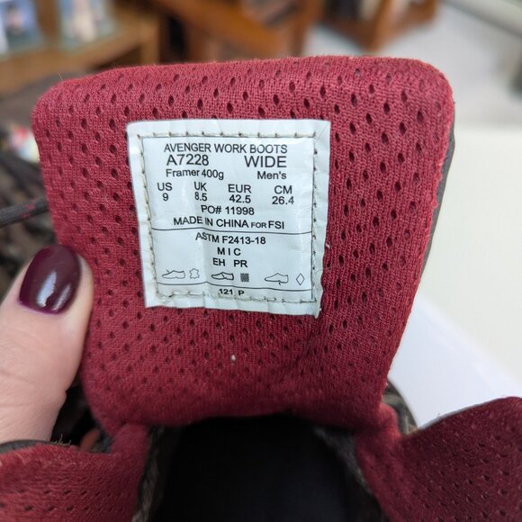 Men's Avenger Framer 400g Composite Toe Waterproof Boots 9W - Picture 5 of 8